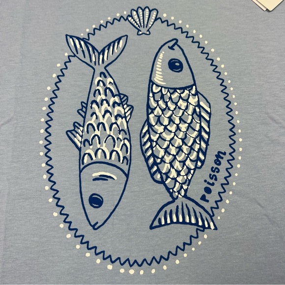 Cotton On Kids Girls Poisson Fish Print Blue Short Sleeve Graphic Tee - Size 6 - Picture 2 of 5